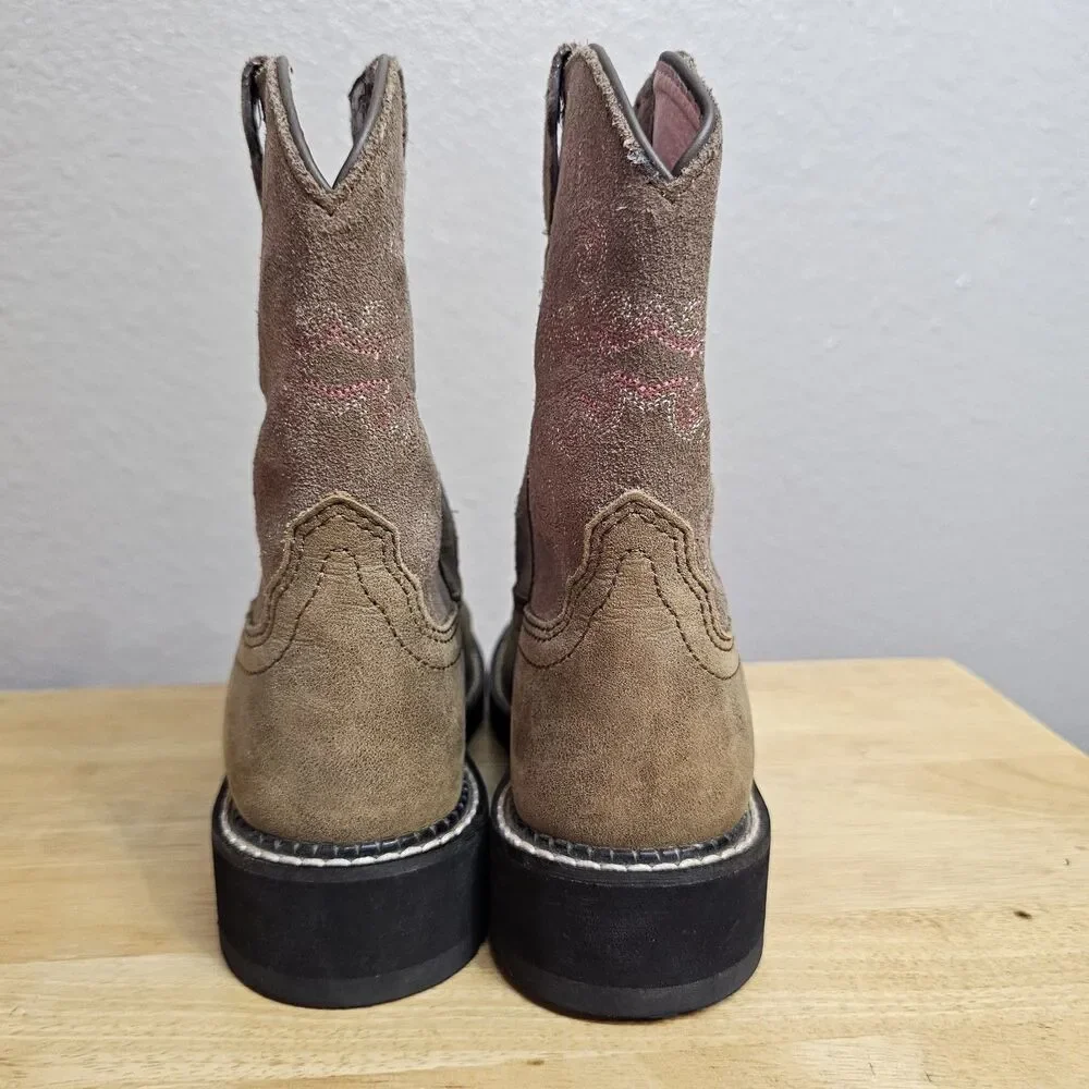Ariat Girls Western Cowboy Boots Brown Leather Sz 6B Youth Style 10004730 S135